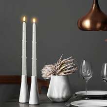 2pcs 25cm (9.84 Inches) European Pearl Tapered Candles (0.86 Inch Diameter), With Crystal Candle Holders, White/Gold Color - Smokeless, Elegant Home Decor, Suitable For Parties, Dining, Holidays, Gifts, Meditation And Ambiance Lighting. - Multicolor - View 7