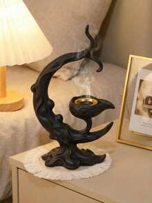 黑色树脂阿拉伯斋月香炉，新月形香炉，优雅香薰扩散器，家居装饰，无烟香氛架，适用于客厅、卧室、瑜伽室、冥想空间，独特香炉 - 彩色 - 查看 4