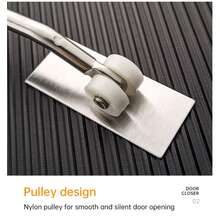 Lightweight Aluminum Alloy Automatic Door Closer, Adjustable Damping Pulley, Home Use Self-Closing Device