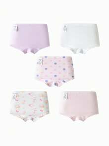 Balabala Girls Cotton Boxer Briefs A-Class, Antibacterial Soft Stretch Underwear, 5 Packs Tween Girl Shorts - Red-purple Hue - View 2