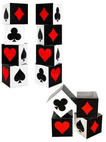 4pcs/Pack Casino Themed Party Decorations, Las Vegas Game Night Party Supplies, Large Poker Themed Gift Box, Bulk, Suitable For Birthday Party Decor, Holiday Parties And Valentine's Day - 彩色 - 查看 8