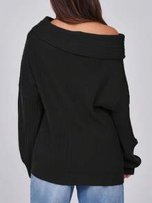 Womens Off The Shoulder Sweater Top Oversized Fall Batwing Boat Neck Knit Sexy Casual Pullover - Nâu nhạt - Xem 10