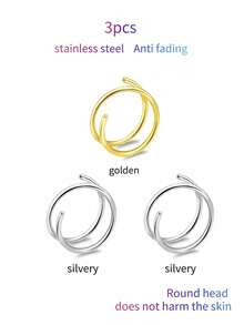 1/2/3/5 chiếc khuyên mũi xoắn ốc bằng thép không gỉ, khuyên mũi đơn lỗ đôi dạng vòng, khuyên mũi, khuyên môi, thích hợp cho lỗ xỏ đơn ở sụn tai, vành tai, bình tai, thích hợp để đeo hàng ngày và dự tiệc. - Nhiều màu - Xem 18