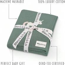 Manta Arrullo para Niños y Niñas - 100% Lujo Algodón Suave Tejido Cálido Acogedor Coche Cuna Recién Nacidos Bebés Niños Pequeños (Ciervo - Salvia) - Unicornio - Salvia - Ver 3