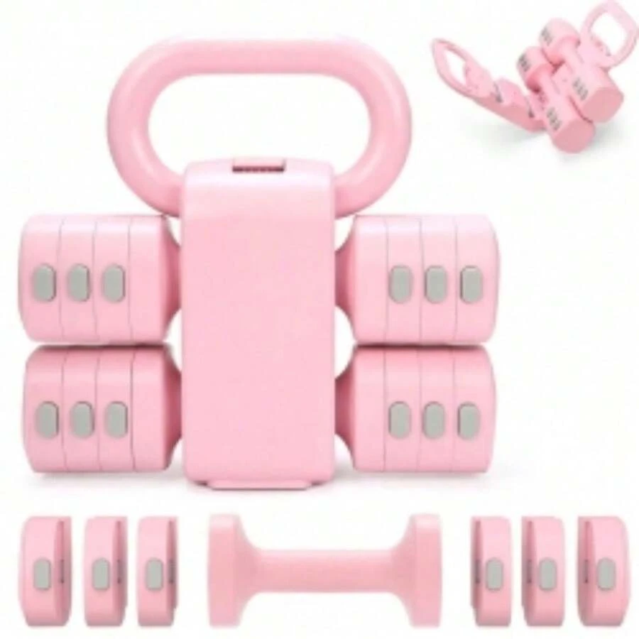 Multifunctional Dumbbells 2in 1 Home Dumbbell Kettlebells Adjustable Weight - Pink - View 1