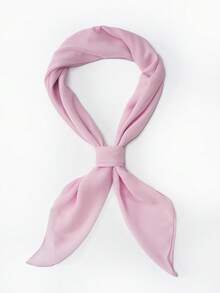 1条女士纯色雪纺方巾，休闲披肩，适合日常佩戴，110*110厘米 - 粉色 - 查看 2