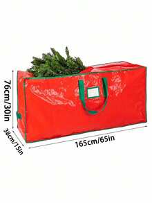 1个特大号红/绿圣诞树收纳袋，适用于最大165厘米/65英寸的人造圣诞树，加固提手和双拉链设计，是节日收纳整理的理想之选。