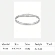 MDFUN 2*2毫米方形网球手链，18K白金镀层，镶嵌立方氧化锆，女士款，尺寸6.5-8.5英寸 - 白色 - 查看 13