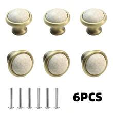 6Pcs Cabinet Knob Vintage Ceramic Drawers Knobs 35mm Round Knob Pull Handle For Furniture Kitchen Cabinet Cupboard Drawer Knobs - Multicolor - View 9
