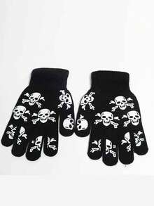 1 双男女通用秋冬发光骷髅爪手套，朋克风指关节骨指套手套，适合万圣节庆祝活动和日常佩戴 - ST10 - 查看 2