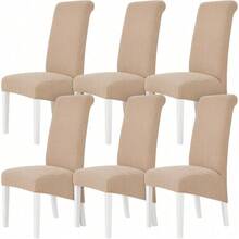High Elasticity Detachable 6-Piece Chair Cover, Universal Type Suitable For Restaurant Kitchen Hotel Dining Chair Protection Cover - Paquete de 6 caqui - Ver 8