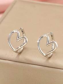 1 Pair Copper Polished Heart Shaped Earrings, Elegant & Versatile, Sweet Gift For Women - Round - View 18