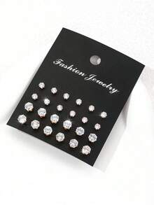 48pcs Fashionable Cubic Zirconia Stud Earrings, Suitable For Party, Date, Gift, Daily Wear - Multicolor - View 6