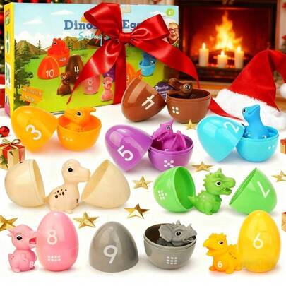 Đồ chơi rối tay hình khủng long cho trẻ từ 18 tháng tuổi trở lên, giúp phát triển kỹ năng vận động tinh - Bộ 10 quả trứng nở | Giúp trẻ học đếm, ghép hình, phân loại, phát triển kỹ năng vận động tinh, chơi cảm giác, món quà hoàn hảo cho Lễ Phục Sinh/Lễ Tạ Ơn/Tân Học/Sinh Nhật/Ngày Thiếu Nhi/Giáng Sinh/Halloween/Ngày Lễ.