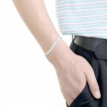 925纯银镀层街头摇滚风时尚项链手链套装，适合派对和节日佩戴 - 銀色 - 查看 4