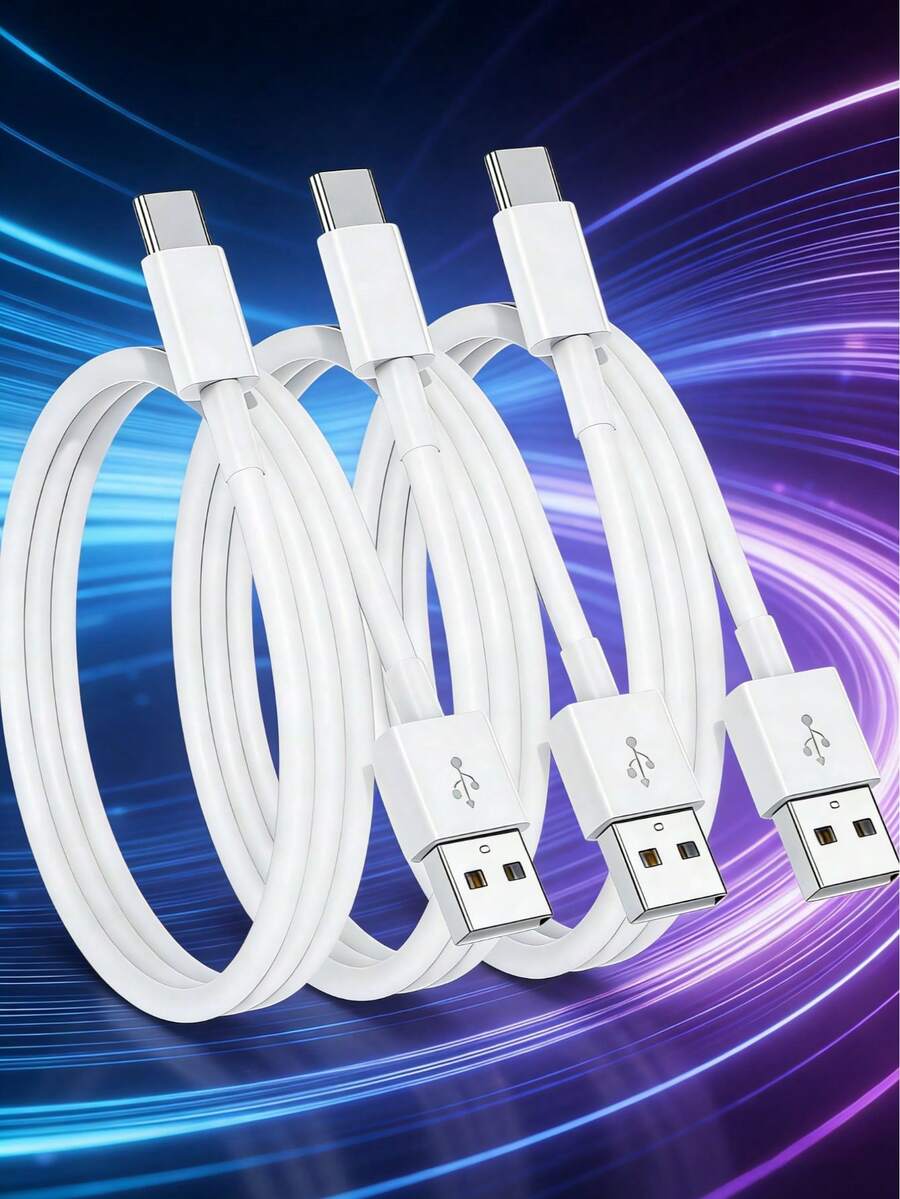 1-3条USB A转USB C快充线，兼容 17/16/15、16/15 Plus、17/16/15 Pro、17/16/15 Pro Max充电器，车载USB C充电线，USB A转USB C平板电脑USB C充电线，iPad Air车载充电线，3.3英尺 - 白色 - 查看 1