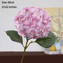 1pc Artificial Silk Hydrangea Flower, Long Branches, Suitable For Home Decor, Wedding Photography, Wedding Decoration, Tabletop Decor, Room Decor, Bridal Bouquet, Bedroom, Bathroom, Living Room Decoration, Indoor/Outdoor Home Decor. - Multicolor - View 12