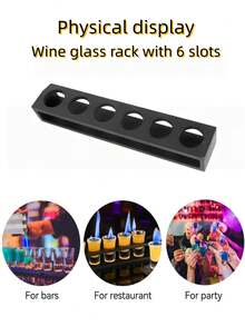 Soporte de bambú para 6 copas de vino, fácil de usar, estante multiusos para copas de vino, exhibidor de copas de vino, estante de almacenamiento de copas de vino, apto para copas de vino, vasos de whisky, copas de cóctel, regalo del Día de San Valentín, decoración para fiestas y cumpleaños, para uso en exteriores y camping - Multicolor - Ver 4