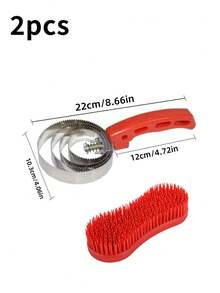 2pcs Four-Ring, Five-Ring, And Six-Ring Serrated Combs, Anti-Slip Ponytail Brush, Pet Grooming Brush, Horse Grooming Tool Set, Suitable For Cattle, Sheep, And Horses, With Sweat Scraper And Itch Reliever, Double-Sided Pet Cleaning Steel Comb/Horse Brush: Ideal For Grooming Cattle, Sheep, Dogs, Goats, And Horses. - Hard Curry Comb - View 15