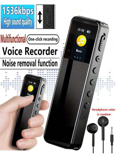 Digital Voice Recorder With Playback Function, Noise Cancelling And 1536Kbps High-Definition Audio Quality, Portable Recording Device, Mini Tape Recorder Suitable For Lectures, Meetings, Classrooms And Long-Time Recording, Supports MP3 Music Playback