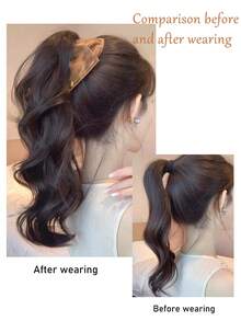 18英寸合成波浪马尾假发，自然无缝长辫，适合节日派对装扮，夹式卷发马尾假发 - 彩色 - 查看 8