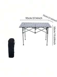 Ultralight Outdoor Compact Camping Side Table Folding Camp Table Portable Roll Up Table With Carry Bag Small Table For Backyard, Indoor, Grilling, BBQ - Silver Black - View 8