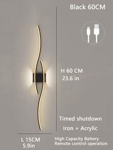 Cordless Wall Sconce With Remote - Modern Wave Pattern, 3 Lighting Modes, Rechargeable, No Wiring Needed, Ideal For Dining Room/Office/Bedroom Ambient Light - Multicolor - View 13