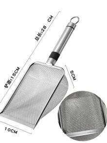 1pc 2.8mm Mesh Stainless Steel Long Handle Deep Non-Stick Coated Metal Cat Litter Scoop Shovel For Cat Litter Box, Small Pet Waste Scooper, Reptile Sand Beach Shovel - Multicolor - View 9