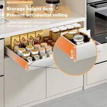 Expandable No Drill Pull Out Cabinet Organizer, Slide Out Detachable Storage Shelf Easy To Clean, Dormitory Kitchen Cupboard Organiser For Renters & Small Spaces - Multicolor - View 7