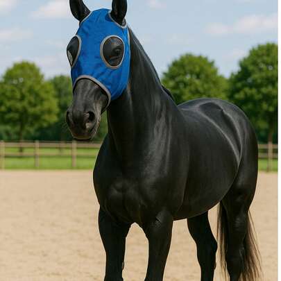 马用面罩，马术用品，赛马面部防护，防蚊蝇，透气马用眼罩