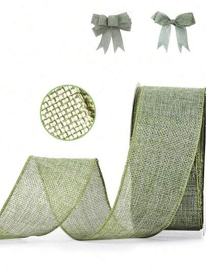 20 Yards Wired Edge Burlap Ribbon - Polyester Material For Gift Wrapping, Bows, Wreaths, And Christmas Tree Decorations - Multiple Sizes And Colors Available Valentine's Day Garden,Room Decor,Outdoor Furniture,Outdoor Gifts For Women