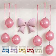 Conjunto de 1 Balão Decorativo para Festas, Inclui Balões de Látex de 18 Polegadas, Fita de Poliéster de 2,5 cm, Laço Extra Grande, Ideal para Festa de Noivado, Decoração de Ambientes, Decoração de Festas, Casamento, Dia dos Namorados, Aniversário, Reunião Familiar, Diversas Opções de Cores - Multicolorido - Ver 1