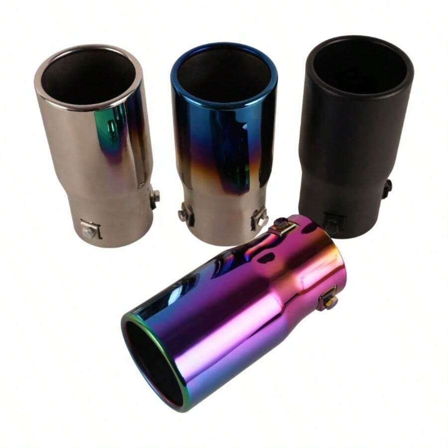 1 pièce Embout d'échappement de 2,64 pouces/6,7 cm de diamètre, bouche plate en acier inoxydable à sortie unique, décoration arrière, accessoire de modification extérieure de voiture de haute qualité et universel, convient aux motos et aux berlines