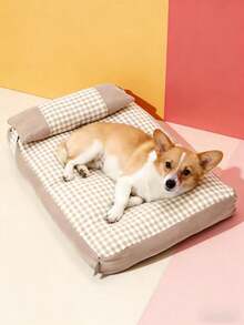 1pc Four-Season Plaid Pet Mat, Removable And Washable, Deep Sleep Comfort And Warmth, Cat And Dog Bed - Multicolor - View 2