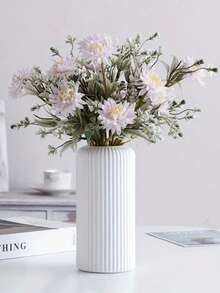 1个塑料花瓶，干湿两用，艺术装饰，北欧风格，不易碎仿陶瓷花瓶，适用于客厅、婚礼、派对、办公室、卧室装饰、家居装饰、人造花、桌面装饰、圣诞礼物 - 彩色 - 查看 14