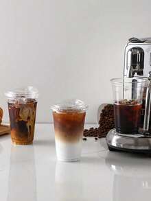 10sets/20sets-Clear Crystal PET Plastic Cups, For Ice Cream, Coffee, Fruit Juice And Drinks, 16oz Options Available, Ideal For Parties Crystal Clear Plastic Cups With Sip Lids, Disposable Cups With Sip Through Lids For Iced Coffee, Smoothie, Milkshake, Cold Drinks. Smoothie, Milkshake, Cold Drinks, Suitable For Wedding Event Parties,Hawaii   Home And Living New In Dinnerware   Outdoor Supplies  Christmas Ready  Party Cleaning - 透明色 - 查看 4