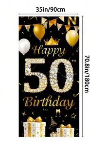 18th Happy Birthday Black And Gold Background Arch, Gold Balloon Gift Background Board, Party Banner Decoration, Birthday Celebration Party Supplies, Photo Booth Decor - Black - View 15
