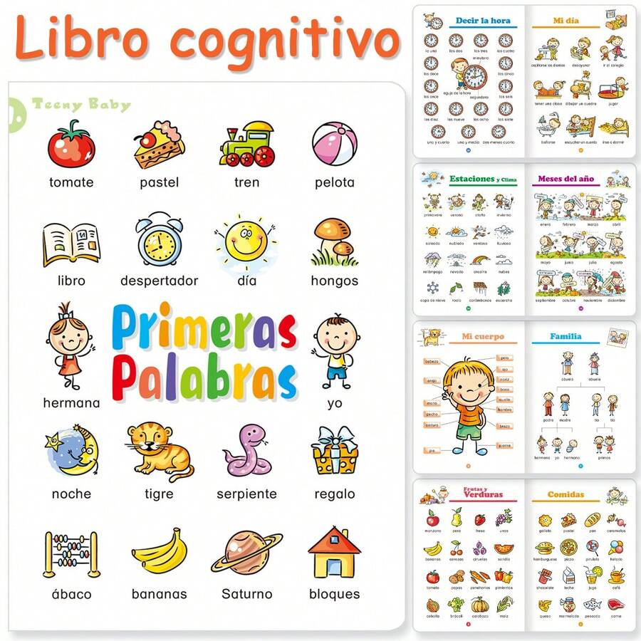 TEENYBABY 32-Page Spanish Vocabulary Workbook: Basic Vocabulary Recognition, Stationery Items, And Arabic Notebook. Interactive & Fun Preschool Learning.