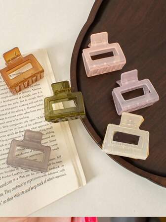 6pcs Elegant Semi-Transparent Square Hair Clips, Small Size, French Style Minimalist Hair Accessories For Women, Autumn Women Hair Claw Hair Clutch