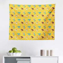 Ambesonne Clown Tapestry, Birthday Party Themed Continuous Pattern Of Balloons Flags And Circus Animals, Fabric Wall Hanging Decor For Bedroom Living Room Dorm, 45" X 30", Mustard Multicolor SZJR - 白色 - 查看 2