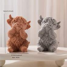 高地牛硅胶蜡烛模具动物大豆蜡硅胶模具小雕像动物爱好者家居装饰品 - 粉色 - 查看 2