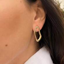 Organic Hollow Wavy Earrings Plated In 925 Sterling Silver And 18k Gold - 2 Models - 白銀或黃金 - 查看 3