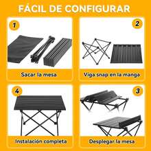 Unicame Mesa de Camping Plegable Peque?a,Mesa Plegable peque?a,con Tablero de Aluminio,para Acampar,Exteriores, Playa, Jardin, Barbacoa, Picnic,Senderismo(40x 35x 29CM) - negro - Ver 6