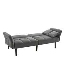 2-In-1 Adjustable Sofa Bed – Two-Seater With Velvet Upholstery, Foldable Armrests & Sleeping Function, Ideal For Small Spaces - Grey - View 6