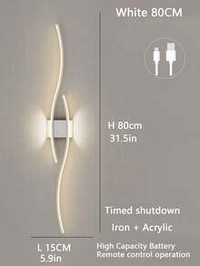 Cordless Wall Sconce With Remote - Modern Wave Pattern, 3 Lighting Modes, Rechargeable, No Wiring Needed, Ideal For Dining Room/Office/Bedroom Ambient Light - Multicolor - View 15