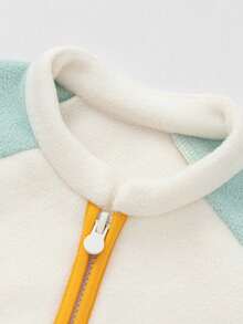 Balabala Áo khoác nỉ trẻ em mùa xuân 2026, áo khoác ngoài ấm áp, mềm mại, nhẹ nhàng có khóa kéo dành cho bé trai và bé gái. - tông màu xanh mòng két - Xem 6