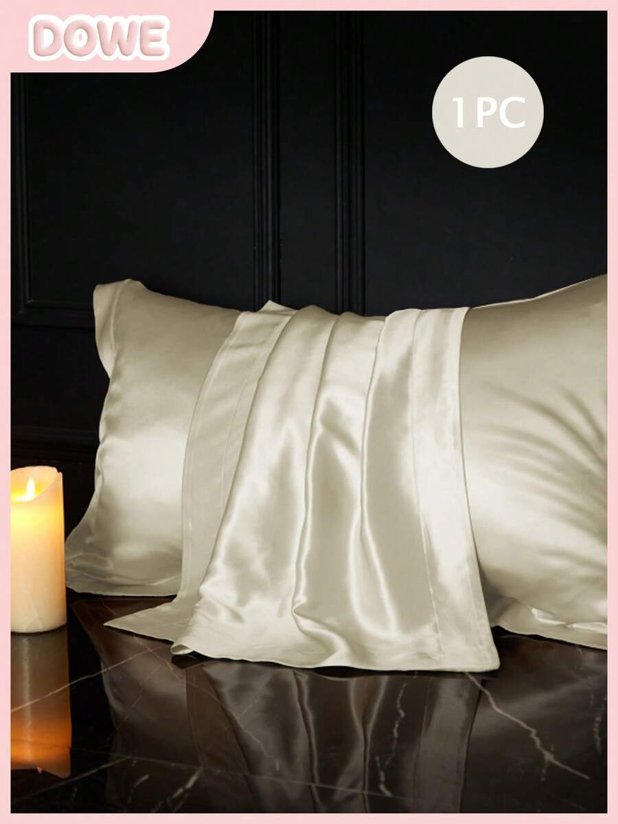 1pc Soft Breathable Silk-Like Satin Wide Pillowcase