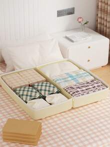 1PC Say Goodbye To Messy Rooms With This Large-Capacity Fabric Zipper Storage Bag. Features Thickened Fabric, Full-Coverage Dust And Moisture Protection, And Wide Handles That Won't Dig Into Your Hands. Perfect For Moving, Wardrobe Organization, And Bedroom Storage. - Champagne - View 3