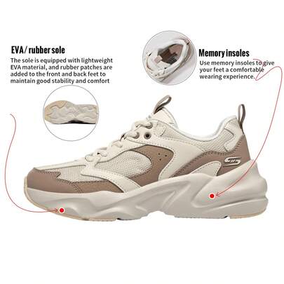 Skechers 女士 D'LITES 系列系带休闲鞋，4.5 厘米鞋跟，熊猫图案，BOBS BAMINA 2，舒适百搭，适合通勤、日常穿着、上学、户外、运动、旅行，117365-NAT