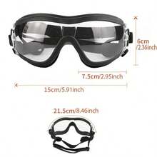 1 Pair Transparent Pet Goggles, Waterproof, Windproof, UV Protection, Suitable For Large Dogs, Adjustable Head Circumference 36cm/14.17in, 56cm/22.04in - Clear - View 8
